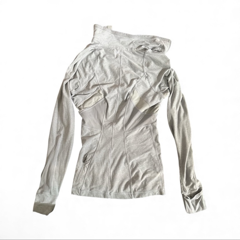 Lululemon Think Fast Pullover Cold Hands Warm Heart Gray Sz 6 Half Zip Cuffins - Picture 5 of 12